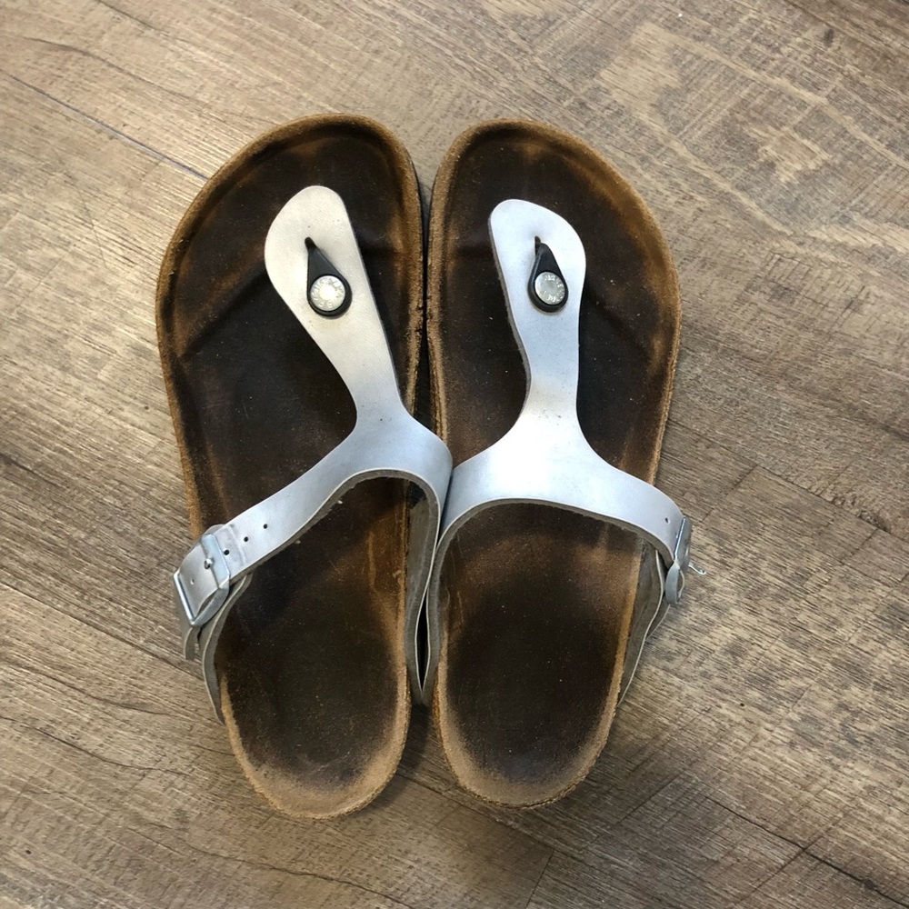 Silver and Brown Birkenstocks